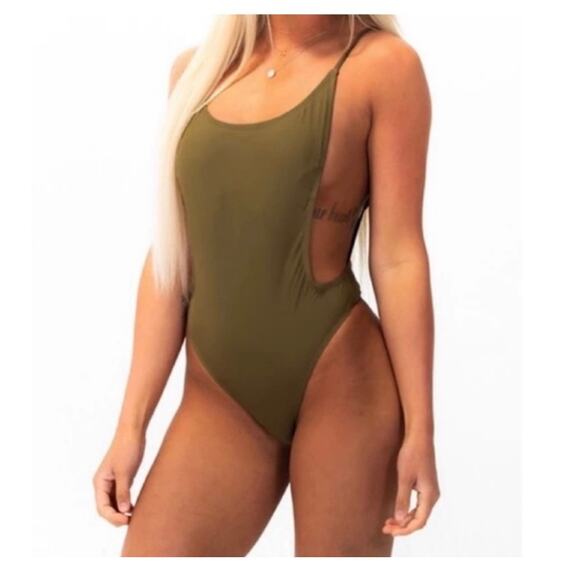 Sunny Co. Clothing Olive The Pamela One Piece Swimsuit Size Medium - Picture 1 of 10